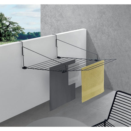 Metaltex tomado - tendedero La Haya - colgar en radiador, puerta, pared de ducha o balcón - 9 metros de longitud de secado - 5 años de garantía - negro mate