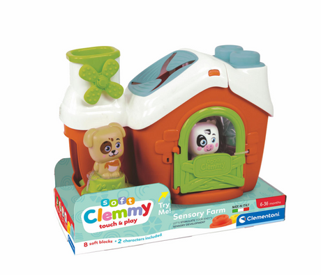 Clementoni baby - granja sensorial clemmy con bloques blandos, 11 piezas.
