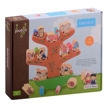 Jouéco johntoy juego de equilibrio de madera fien teun - juguetes educativos de 19 piezas.