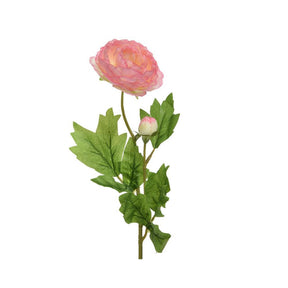 Decoris flor artificial ranunculus flor con capullo poliéster 8x10x57cm rosa suave
