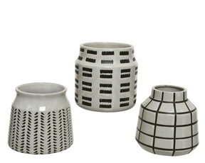 Jarrón Decoris porcelana ã˜14-h15cm blanco negro