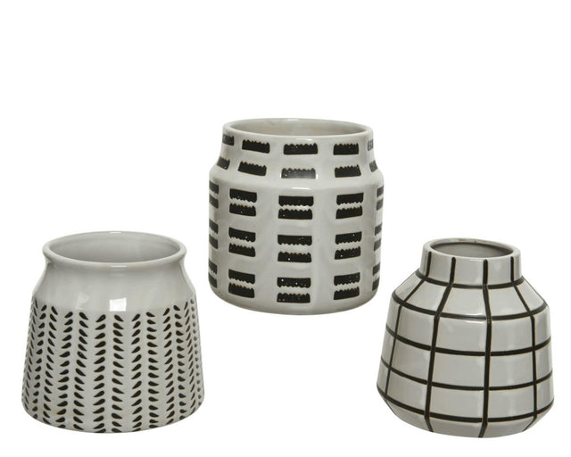 Jarrón Decoris porcelana ã˜14-h15cm blanco negro