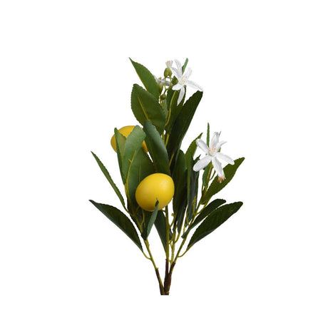 Decoris flor artificial limón con flor poliéster pe 23x10x56cm blanco amarillo
