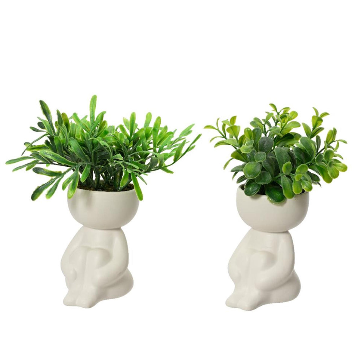 Decoris planta artificial en maceta con forma de cuerpo plastico ceramica dia.5x16cm 2 surtidos