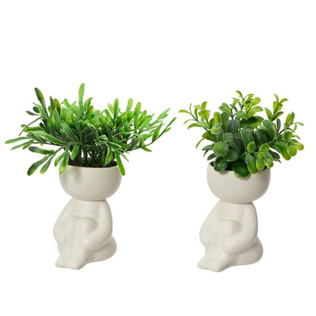 Decoris planta artificial en maceta con forma de cuerpo plastico ceramica dia.5x16cm 2 surtidos