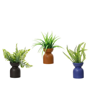 Decoris planta artificial verde en maceta plastico loza dia8x23cm 3 surtidos