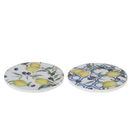 Decoris posavasos limón 4 piezas mdf diámetro 10cm 2 surtidos