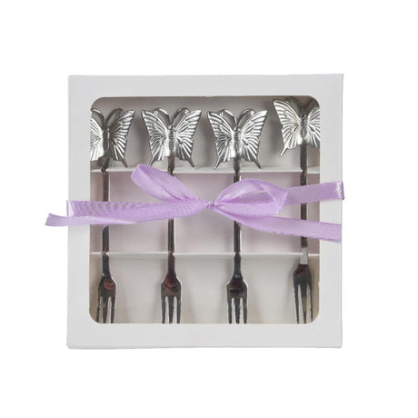 Juego de tenedores de repostería Decoris 4 piezas acero inoxidable l15cm plata