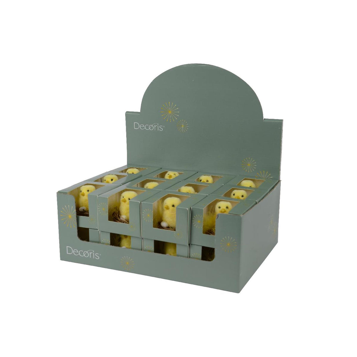 Decoris gallina sobre nido en caja de poliéster ø7xh7cm