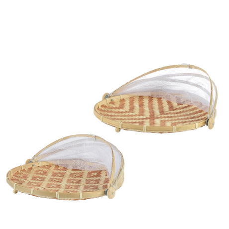 Cubierta para alimentos Decoris bambú FSC mix 70% ø35cmh22cm rombo o raya
