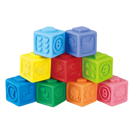 Bloques táctiles apilables Playgo - 9 piezas.