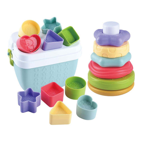 Clasificador de formas y pila de juguetes de base biológica Playgo - 19 piezas