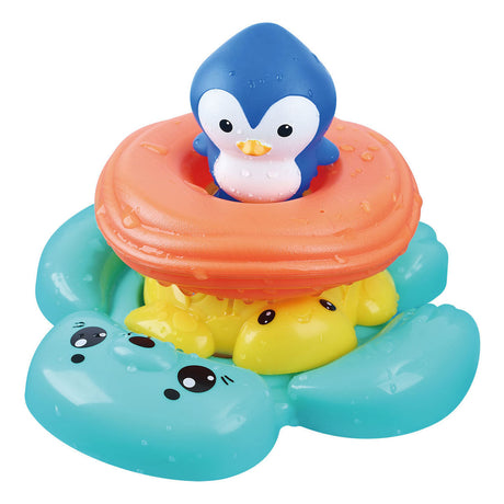 Juguetes de baño Playgo apilados y animales marinos flotantes - 4 piezas.