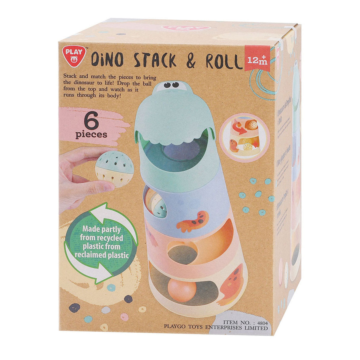Torre apilable de dinosaurios Playgo con bolas - 6 uds.