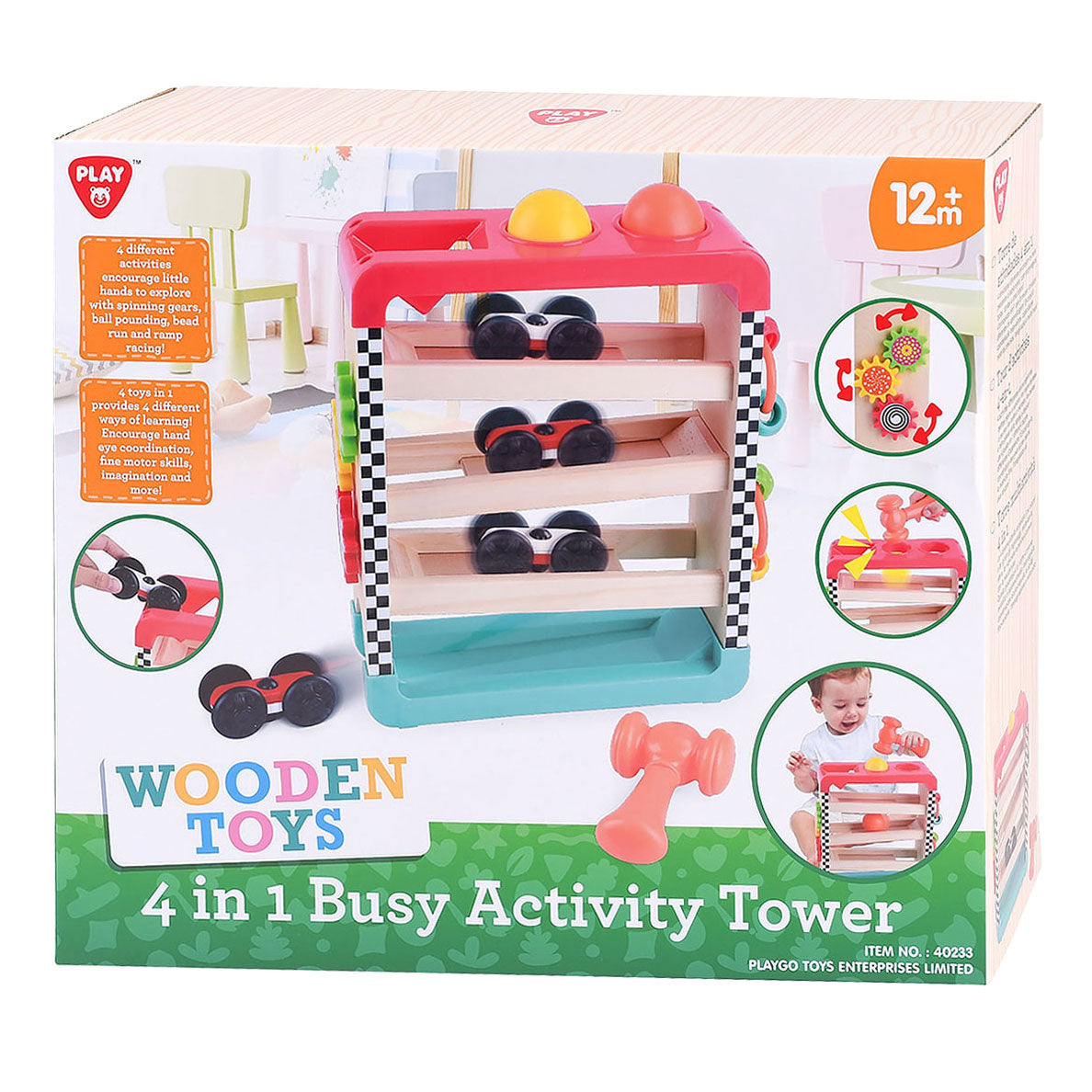 Torre de juegos de actividades de madera Playgo 4 en 1
