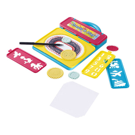 Tablero de dibujo portátil con espirógrafo y plantillas Play, 21 uds.