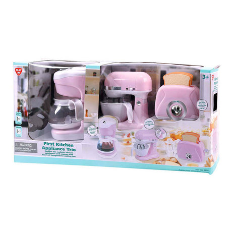 Batidora de cocina Playgo - cafetera y tostadora rosa - 7 piezas.