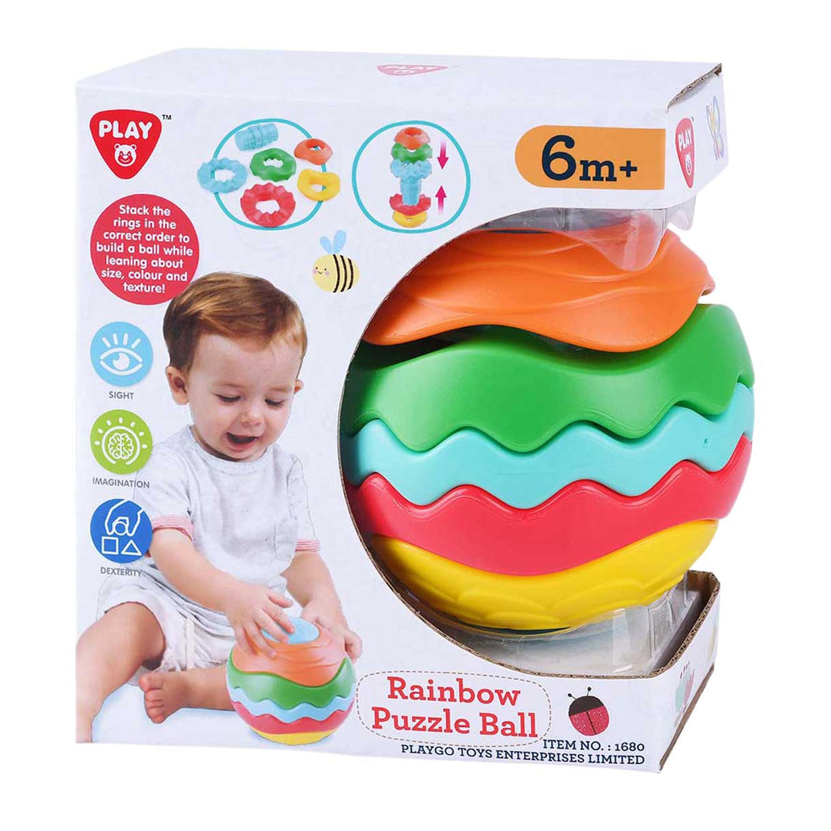 Bola rompecabezas arcoiris Playgo - 6 piezas.