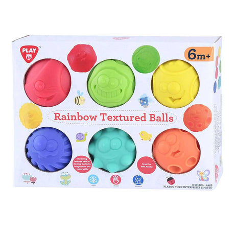 Pelotas de juego sensorial Playgo: pelotas texturizadas de colores, 6 piezas.