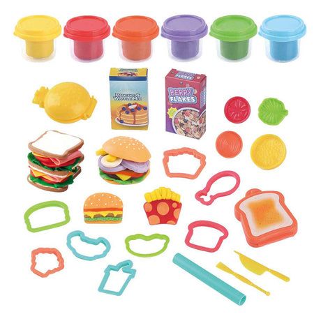 Playgo set de juego de arcilla almuerzo y dulces - 6 vasijas de arcilla de colores.