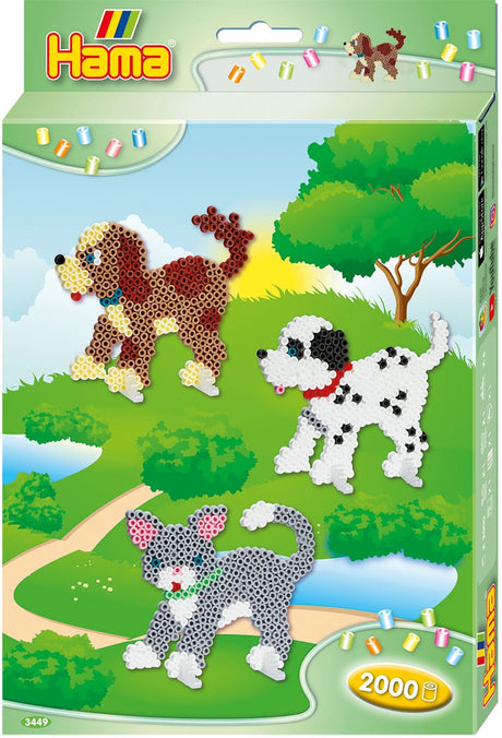 Juego de cuentas para planchar Hama midi - perros y gatos, 2000 uds.