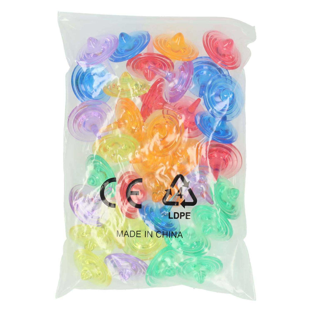 Peonzas transparentes de colores, 26 piezas