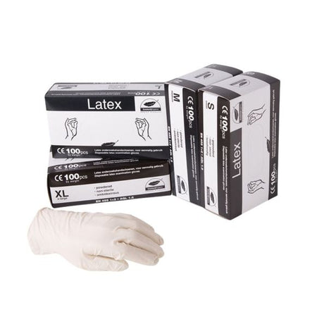 Guante latex blanco pequeño empolvado (100 piezas)