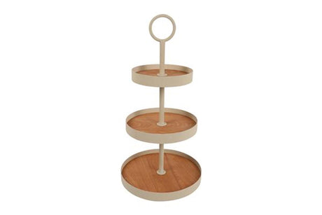 Countryfield etagere deane 3-laags m crã¨me metaal 30x30x58,5cm
