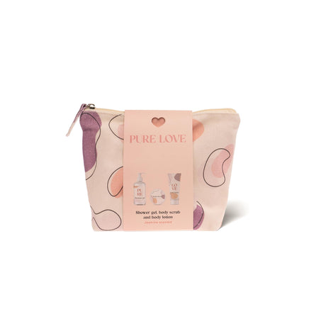 Set de regalo Source balance pure love jazmín. Neceser, gel de ducha, loción corporal y gel exfoliante corporal.