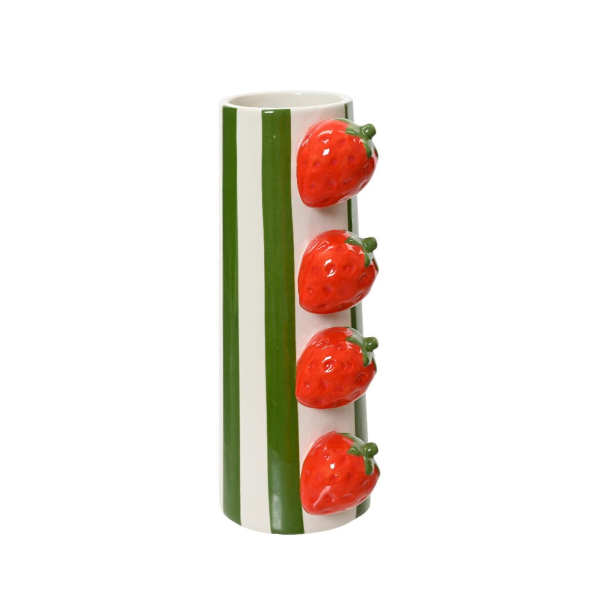 Jarrón Decoris dolomita 10,5 cm x ancho 7,8 cm x alto 20,7 cm raya verde con fresas 3D