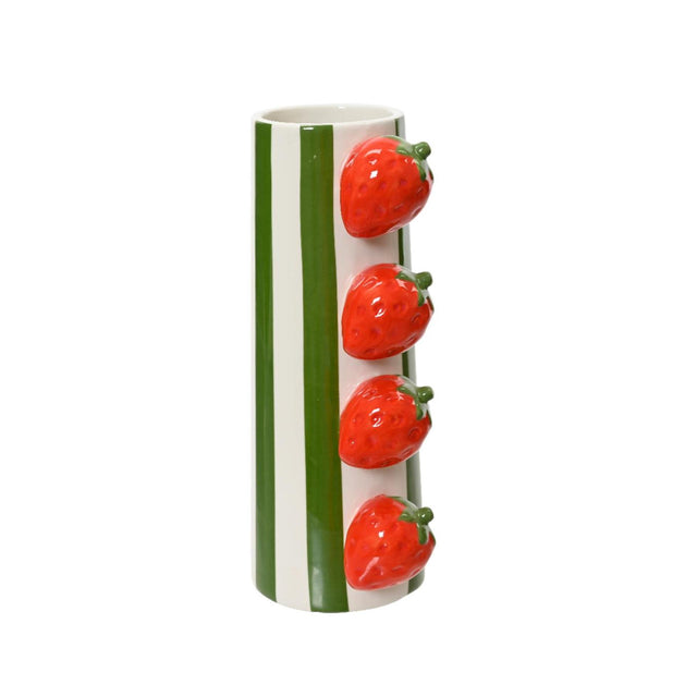 Jarrón Decoris dolomita 10,5 cm x ancho 7,8 cm x alto 20,7 cm raya verde con fresas 3D