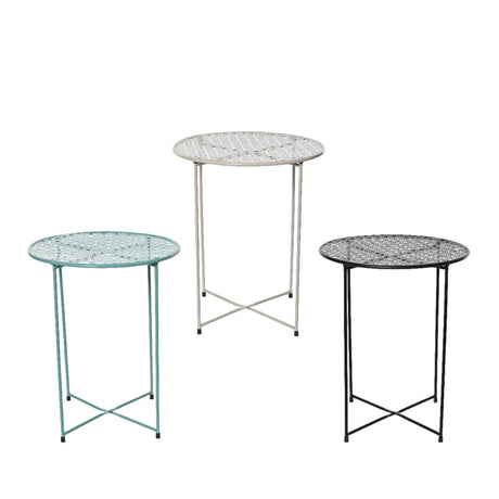 Mesa auxiliar Decoris de hierro para interior ø40cm x h.48cm - negro, beige o azul
