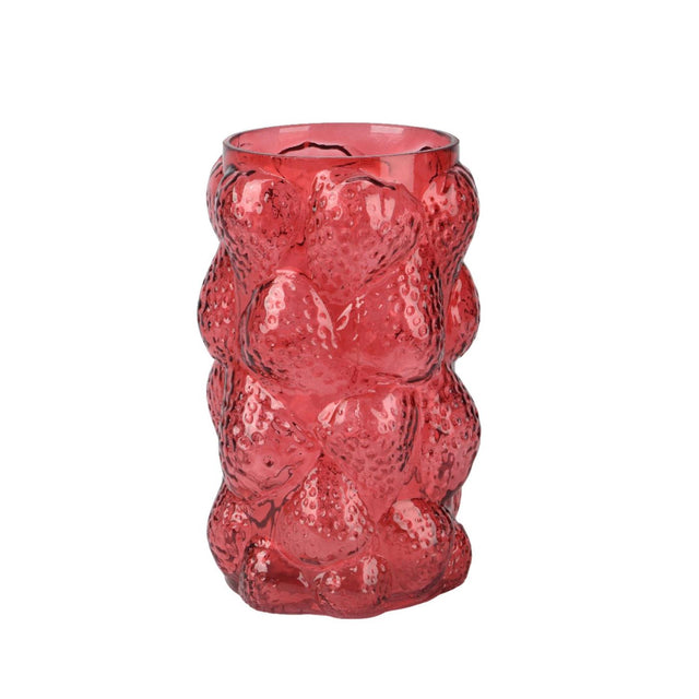 Decoris jarrón cristal ø15x23cm rojo fresa