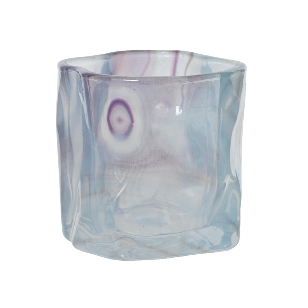 Decoris portavelas vidrio h8cm azul