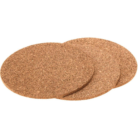 Excelentes posavasos para el hogar, juego redondo de corcho de 3 piezas de 20cm de diámetro