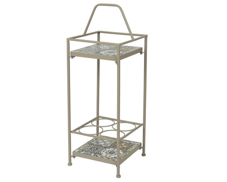 Decoris toulouse mesa de servicio para vino de exterior color topo con incrustaciones de mosaico 28x26x74,5cm
