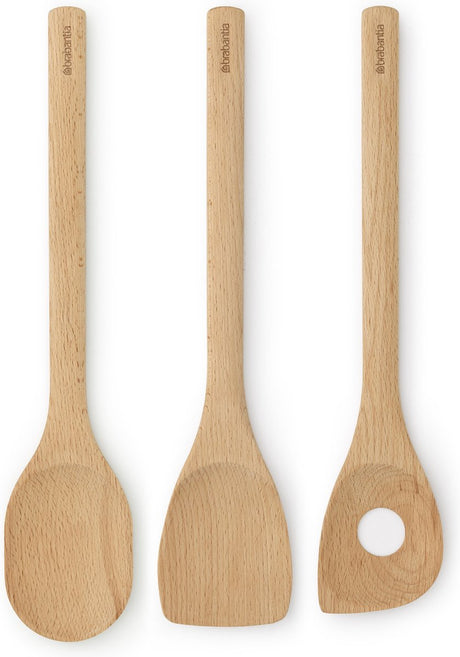 Batería de cocina perfilada de Brabantia - 3 piezas - madera de haya