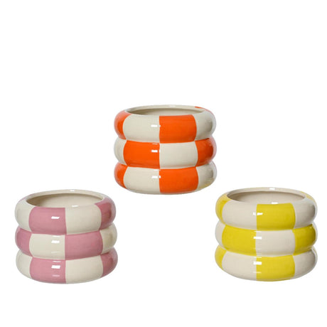 Macetero Decoris dolomita ã˜12,3x9,3cm motivo rombos