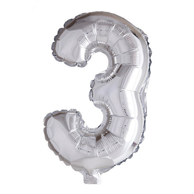 Globos globo foil número '3' plateado 40cm
