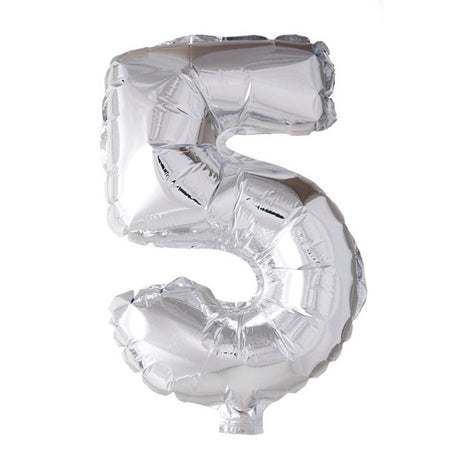Globos número globo número '5' lámina plateada 40cm apto para helio