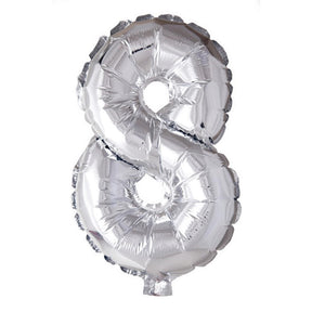 Globos número globo número '8' lámina plateada 40cm apto para helio