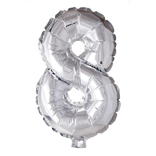 Globos número globo número '8' lámina plateada 40cm apto para helio
