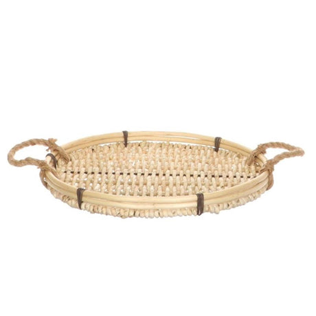 Hbx bandeja natural living herbesco con asas ø35xh4cm