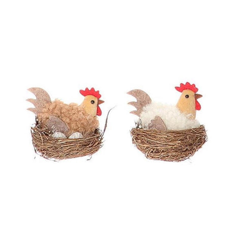 Hbx natural living deco pollo kinnom en nido 7,5x5xh6cm disponible en blanco o marrón