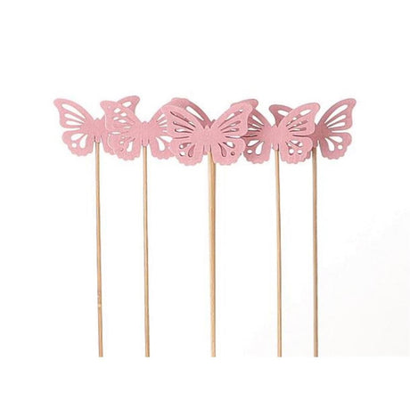 Hbx natural living plug mariposa papilio en palo 6 piezas 50cm rosa