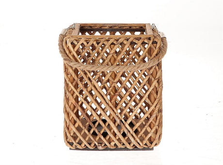 Hbx natural living hbx living farol sentio con pasto cristal 20x20x25cm marrón