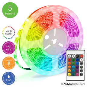 Luces Partyfun partyfunlights - tira LED - RGB multicolor - funciona con USB - 5 metros