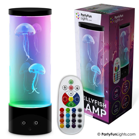 Partyfun enciende la lámpara de mesa medusa LED multicolor que funciona con batería 3XAA y USB