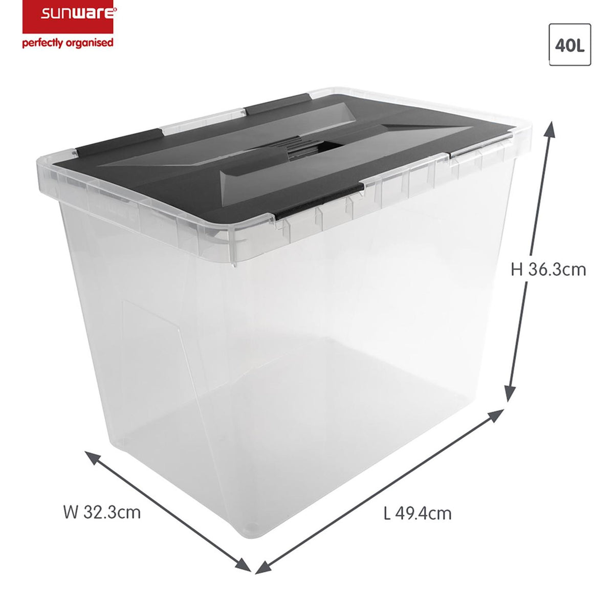 Caja de almacenamiento Sunware onyx 40l antracita transparente