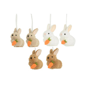Decoris decoración colgante conejo poliéster juego de 2 piezas